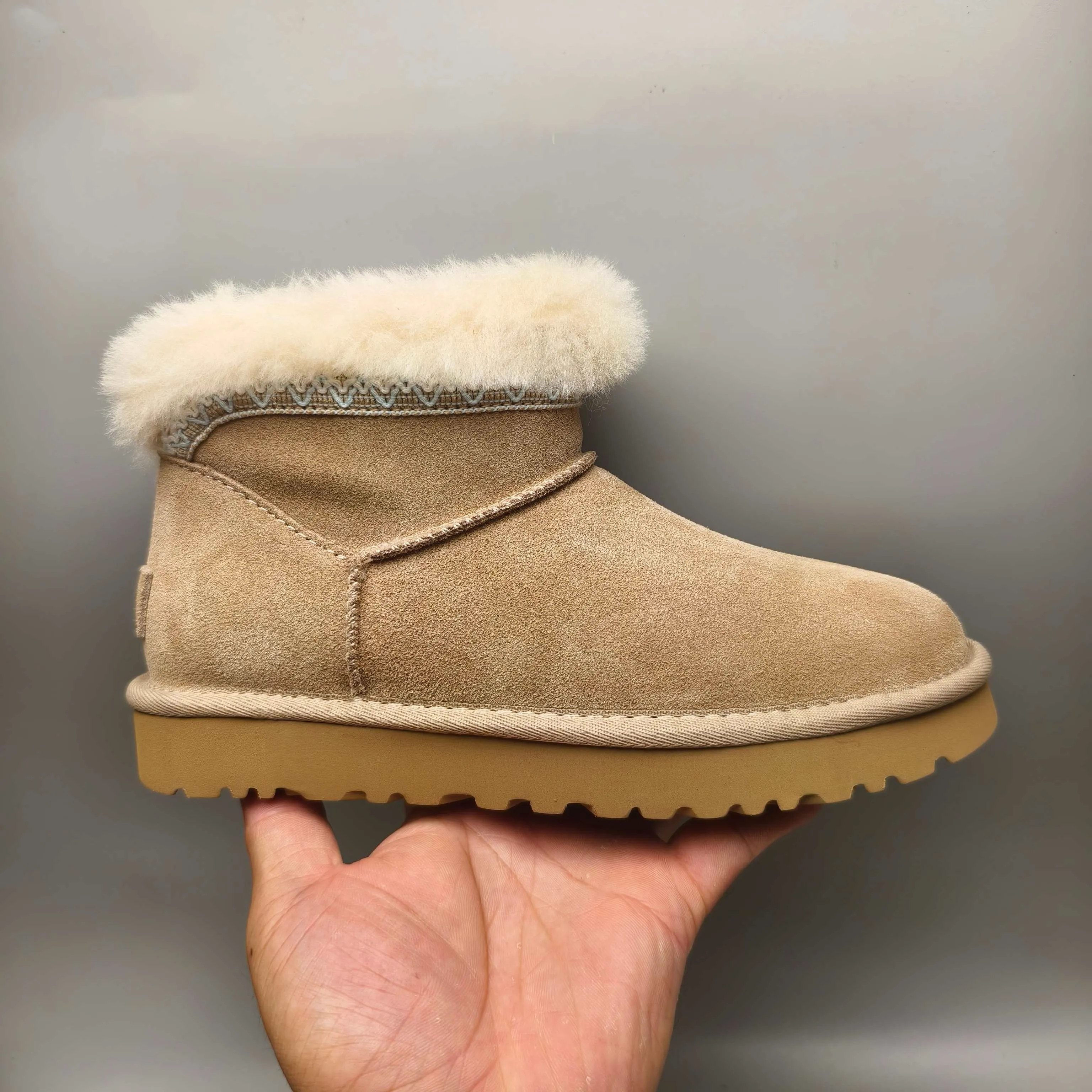 💰520 UGG sheepskin all-in-one snow boots 4496 Ethnic style low-top casual women's shoes Color: Maroon Sand Matching size: 35-40
